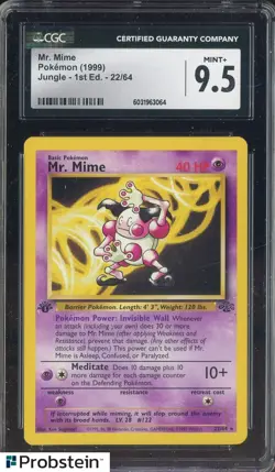 1999 Pokemon Jungle 1st Edition Mr. Mime #22/64 CGC 9.5 MINT+ - Image 1