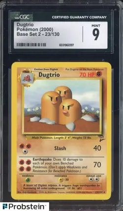 2000 Pokemon Base Set 2 Dugtrio #23/130 CGC 9 MINT - Image 1