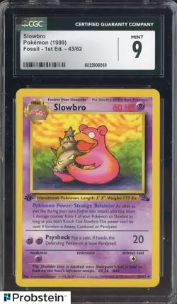 1999 Pokemon Fossil 1st Edition Slowbro #43/62 CGC 9 MINT - Image 1