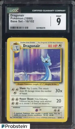 1999 Pokemon Base Set Dragonair #18/102 CGC 9 MINT - Image 1