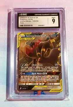 2019 POKEMON UNIFIED MINDS HOLO #125 UMBREON & DARKRAI GX CGC 9 - Image 1