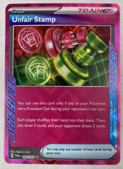 Unfair Stamp 165/167 Twilight Masquerade Pokemon Holo Ace Spec Trainer Holo NM - Image 1
