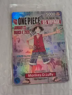 One Piece Monkey D. Luffy US Voyage College Basketball Promo Card (Sealed/Mint) - Image 1