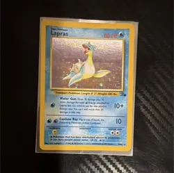 Pokemon TCG Lapras Fossil Holo Rare 10/62 80 HP Card 1999 Card Stock Aqua - Image 1