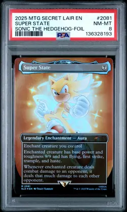 2025 MTG SECRET LAIR DROP SONIC: FRIENDS & FOES-FOIL #2081 SUPER STATE PSA 8 - Image 1