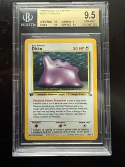 1999 Pokemon Ditto 3/62 Holo 1st Edition Fossil (POP 22 None Higher) BGS 9.5 - Image 1