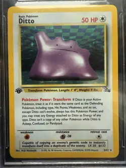 1999 Pokemon Ditto 3/62 Holo 1st Edition Fossil (POP 22 None Higher) BGS 9.5 - Image 2