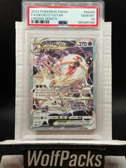 Pokemon SWSH Crown Zenith - Deoxys VStar Full Art Galarian Gallery GG46 PSA 10 - Image 1