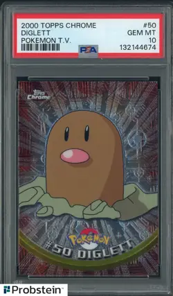 2000 Topps Chrome Pokemon TV #50 Diglett Rookie PSA 10 GEM MINT - Image 1