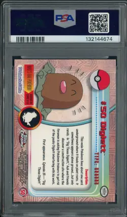 2000 Topps Chrome Pokemon TV #50 Diglett Rookie PSA 10 GEM MINT - Image 2