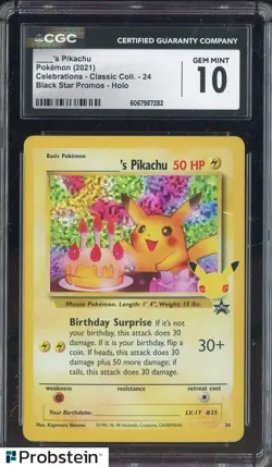 2021 Pokemon Celebrations Classic BSP #24 ___'s Pikachu CGC 10 GEM MINT - Image 1