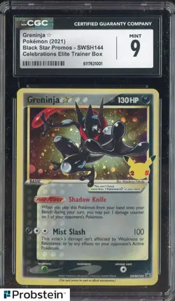 2021 Pokemon BSP Celebrations ETB #SWSH144 Greninja Gold Star CGC 9 - Image 1