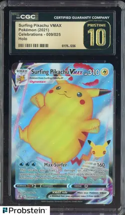2021 Pokemon Celebrations #009 Surfing Pikachu VMAX CGC 10 PRISTINE - Image 1
