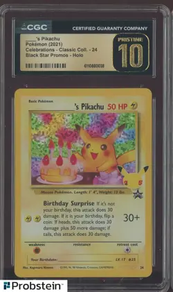 2021 Pokemon Celebrations Classic Coll ____'s Pikachu BSP Holo CGC 10 PRISTINE - Image 1