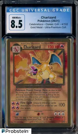2021 Pokemon Celebrations Classic Gold Metal UPC #4 Charizard CGC 8.5 NM-MT+ - Image 1