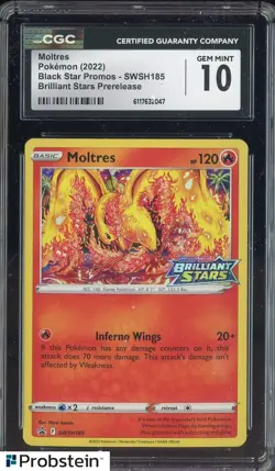 2022 Pokemon BSP Brilliant Stars Pre-Release #SWSH185 Moltres CGC 10 - Image 1