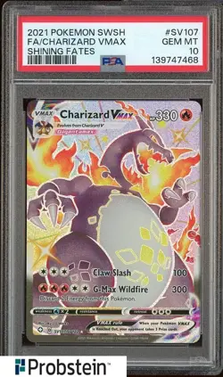 2021 Pokemon SWSH Shining Fates #SV107 FA Charizard VMAX PSA 10 GEM MINT - Image 1
