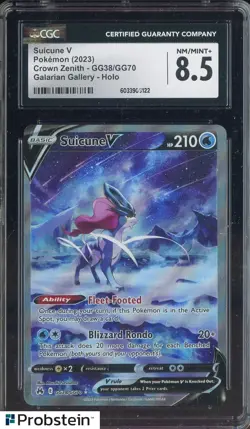 2023 Pokemon Crown Zenith Galarian Gallery #GG38 Suicune V CGC 8.5 - Image 1