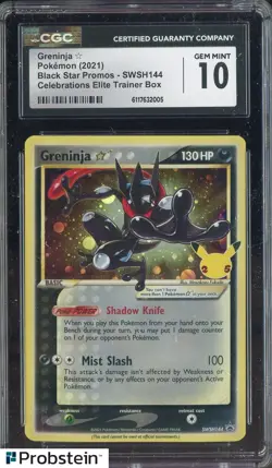 2021 Pokemon BSP Celebrations ETB #SWSH144 Greninja Gold Star CGC 10 - Image 1