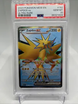 2023 POKEMON MEW EN-151 ULTRA RARE #192 ZAPDOS EX PSA 10 - Image 1