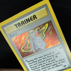 2000 Blaine Holo Rare MP 17/132 Gym Challenge Unlimited Pokemon WOTC Clean Front - Image 2