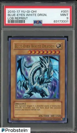2010 Yu-Gi-Oh! LOB #001 Blue-Eyes White Dragon PSA 9 MINT - Image 1