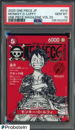 2025 ONE PIECE JPN PROMOS ONE PIECE MAGAZINE VOL.20 #014 MONKEY D. LUFFY PSA 10 - Image 1