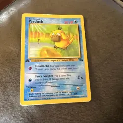 Pokemon TCG Psyduck Fossil 1st Edition Common Card 53/62 Moderate Play With Mark - Image 1