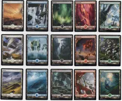Zendikar Rising - 1x Complete 15 Card Full Art Basic Land Set - Near Mint - Image 1