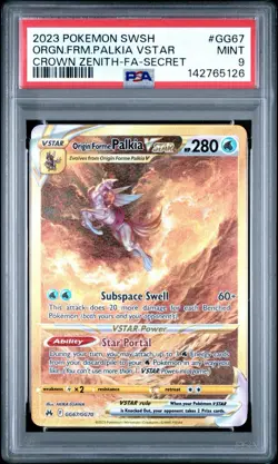 2023 Pokemon Origin Forme Palkia VSTAR Crown Zenith Secret Full Art #GG67 PSA 9 - Image 1