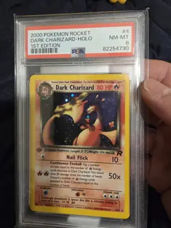 Pokemon Dark Charizard 4/82 1st Edition Holo Rare Swirl PSA 8 NM-MT - Image 1