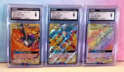 2019 Pokemon Moltres & Zapdos & Articuno GX Hidden Fates CGC 9 - LOT OF 3 (B) - Image 1