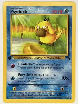 Psyduck NM 53/62 1st Edition Fossil Pokemon TCG Regular - Image 1