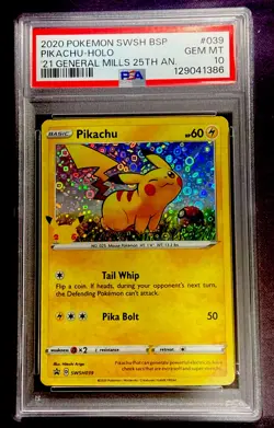 2020 Pokemon General Mills 25th #039 PIKACHU HOLO PSA 10 * BLACK STAR PROMO - Image 1