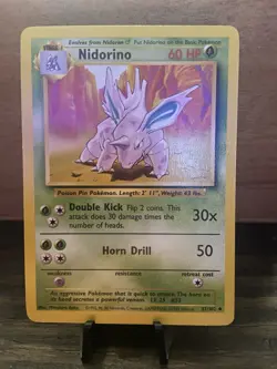 Pokemon TCG Nidorino 37/102 Base Set Uncommon Mitsuhiro Arita 1999 - Image 3
