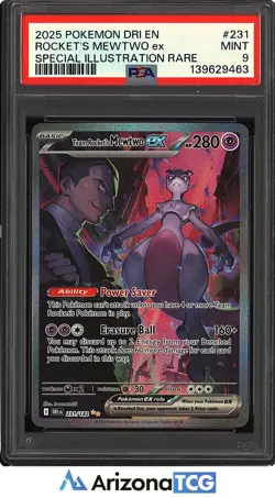 Pokemon 2025 Team Rocket's Mewtwo ex 231/182 Full Art SIR Destined Rivals PSA 9 - Image 1