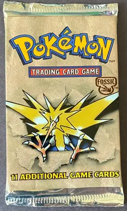 1999 Pokemon Fossil Booster Pack Zapdos Art Sealed Pristine Condition - Image 1