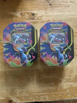 Pokemon Mega Charizard X Tin Multicolor Storage for TCG Cards Set of 2 - Image 1