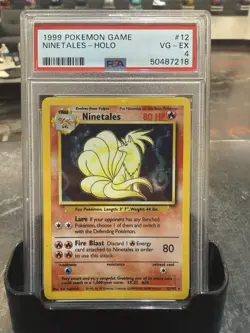 Pokemon Ninetales TCG Base Set Holo Unlimited Rare Card 12/102 PSA 4 VG-EX - Image 1
