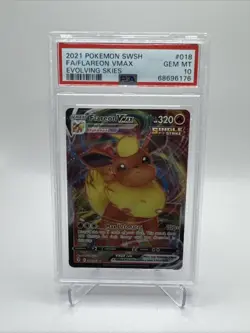 2021 POKEMON SWORD & SHIELD EVOLVING SKIES #018 FULL ART/FLAREON VMAX PSA 10 - Image 3