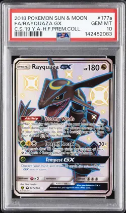 2018 POKEMON SUN & MOON CELESTIAL STORM #177A FULL ART/RAYQUAZA GX PSA 10 - Image 1