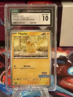 2025 POKEMON PROMOS ILLUSTRATION CONTEST 2024 WINNER #214 PIKACHU CGC 10 RARE - Image 1