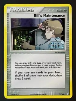 Pokemon Bill's Maintenance 71/100 Reverse Holo EX Crystal Guardians - NM - Image 1