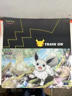 Pokemon TCG Celebrations 25th Anniversary Train On Premium & Radiant Eevee Mats - Image 1