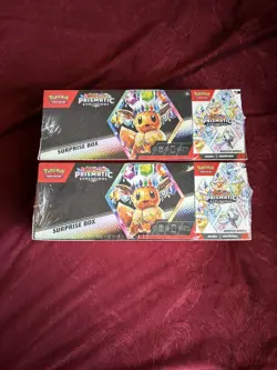 LOT OF 2 Pokemon Prismatic Evolutions Surprise Box+Booster Bundle Sams Club Set - Image 1