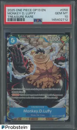 2025 One Piece Carrying On Will Monkey D Luffy Treasure Rare #OP11-058 PSA 10 - Image 1