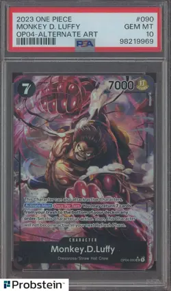 2023 One Piece OP04 Alternate Art #090 Monkey D. Luffy PSA 10 GEM MINT - Image 1
