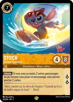 Lorcana - Stitch - Surfeur insouciant - MINT/NMINT - FR - FOIL - Image 1