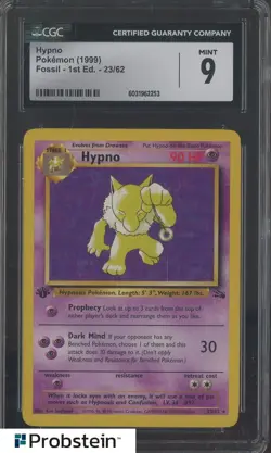 1999 Pokemon Fossil 1st Edition Hypno #23/62 CGC 9 MINT - Image 1
