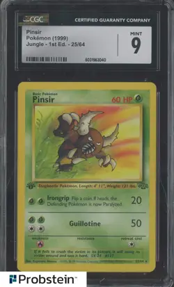 1999 Pokemon Jungle 1st Edition Pinsir #25/64 CGC 9 MINT - Image 1